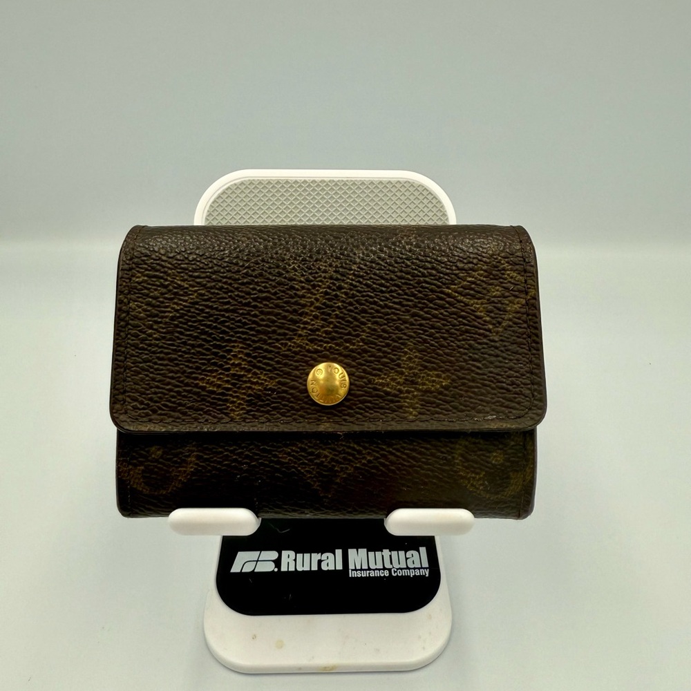 Louis Vuitton Porte Monogram Canvas Monnaie Plat Coin Case Wallet Card Holder